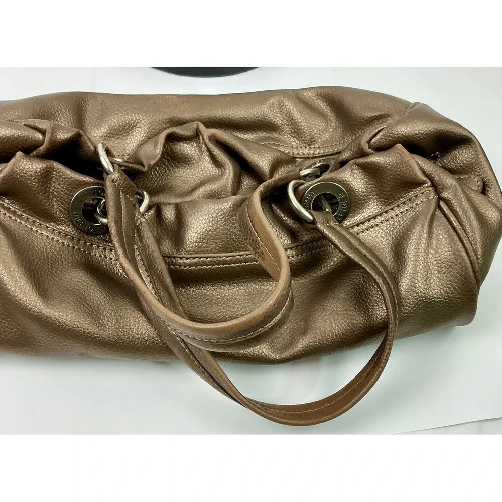 Tommy Hilfiger Bronze Metallic Satchel Purse Shoulder Bag Handbag Y2K /2000s Era
